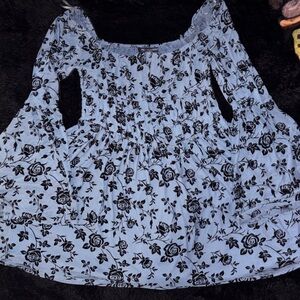 Floral Black and White Midi Dress